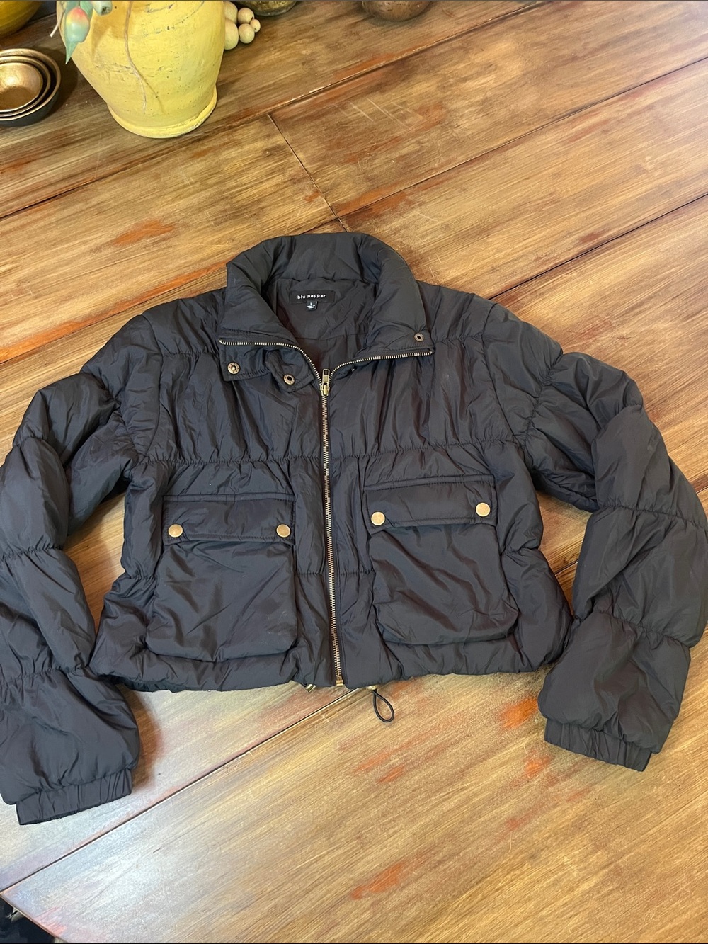 Blu Pepper Padded Crop Short Zip Jacket Coat  Sz L